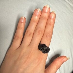 Sterling Silver Black Pave Statement Ring